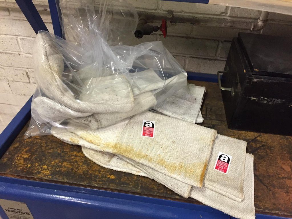 asbestos gloves found in factory