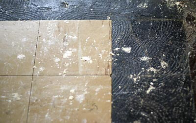 Asbestos floor tiles and adhesive 