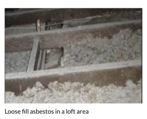 Loose fill asbestos in a loft area